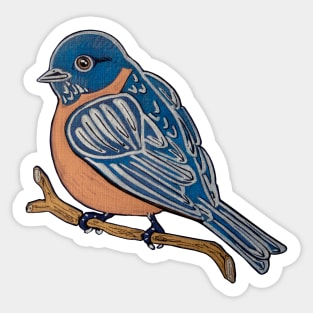 Eastern Blue Bird Primitive Graphic Sticker